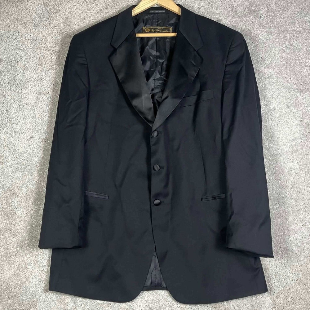 Lubiam Tuxedo Jacket Mens 48L Black Loro Piana Super 120s Wool Satin Peak Lapel
